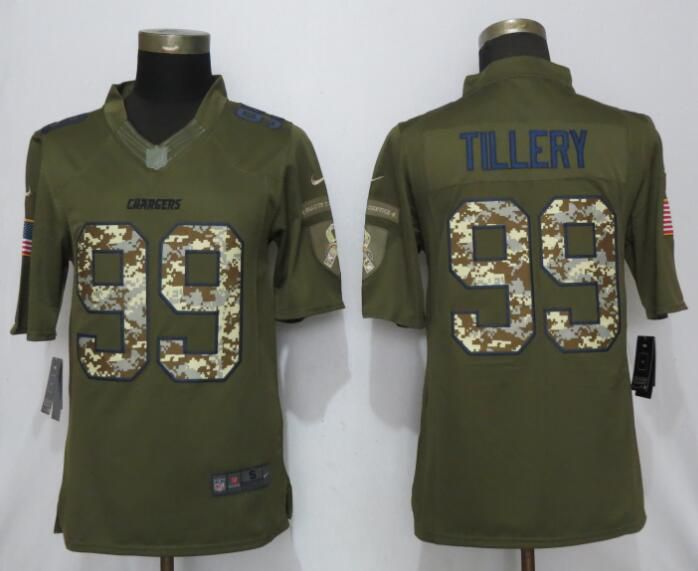 Men Los Angeles Chargers #99 Tillery Green Salute To Service Nike Limited NFL Jerseys
